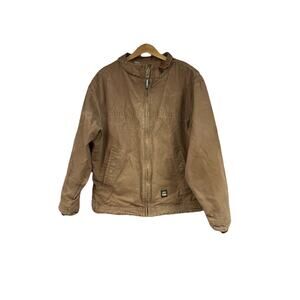 Berne JL17 Men's Flagstone Flannel-Lined Duck Jacket Tan Brown Size L Large